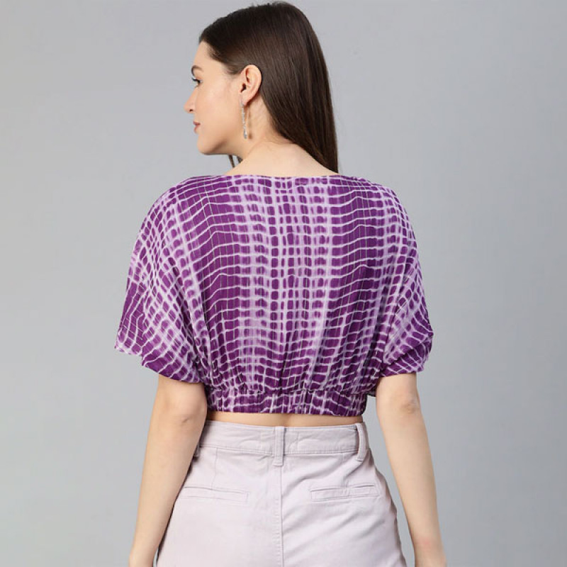 Purple and White Solid Wrapped Top
